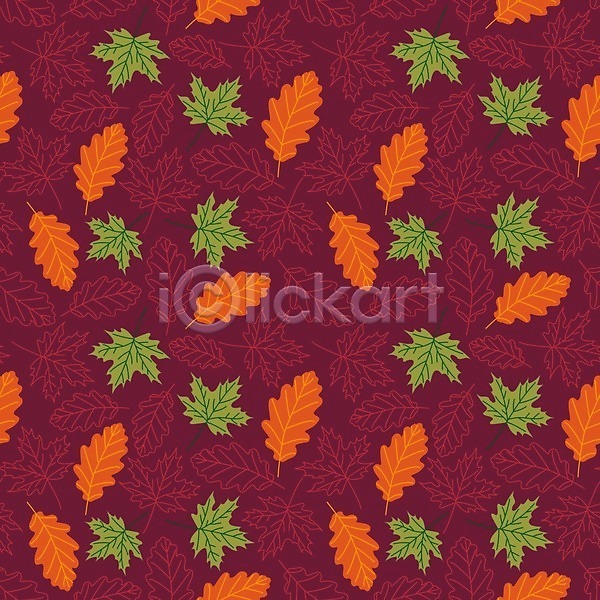 사람없음 EPS 일러스트 해외이미지 가을(계절) 낙엽 자주색 초록색 패턴 패턴백그라운드