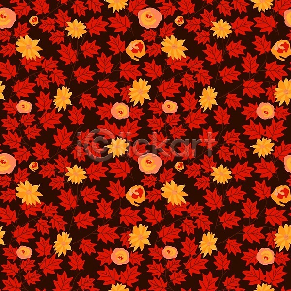 사람없음 EPS 일러스트 해외이미지 가을(계절) 꽃 낙엽 단풍 빨간색 패턴 패턴백그라운드