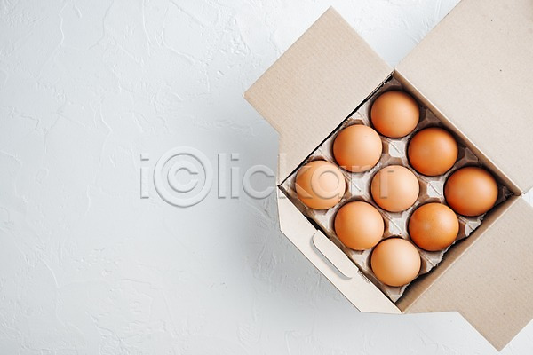 사람없음 JPG 포토 하이앵글 해외이미지 계란 계란판 상자 실내 음식 카피스페이스 흰배경