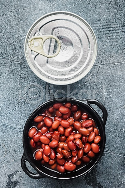 사람없음 JPG 포토 해외이미지 그릇 단팥 비건 캔 콩 통조림 회색배경
