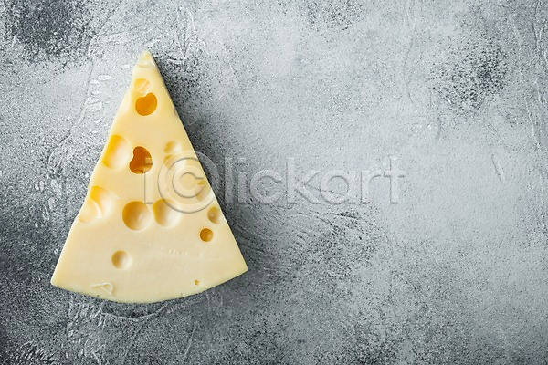 사람없음 JPG 포토 하이앵글 해외이미지 실내 치즈 카피스페이스 한조각 회색배경