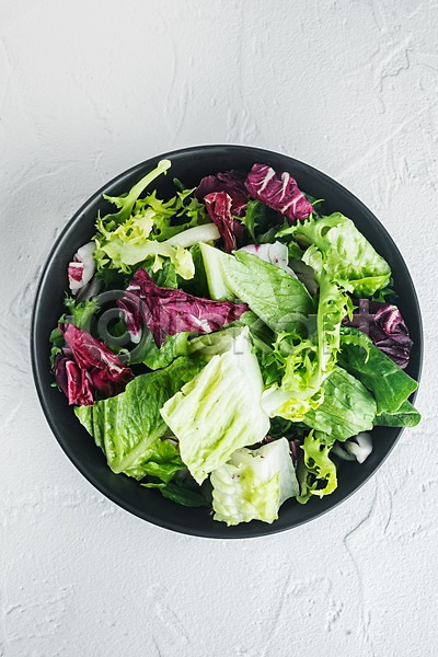 사람없음 JPG 포토 하이앵글 해외이미지 그릇 다이어트음식 비건음식 샐러드 채식주의 채식주의자 흰배경