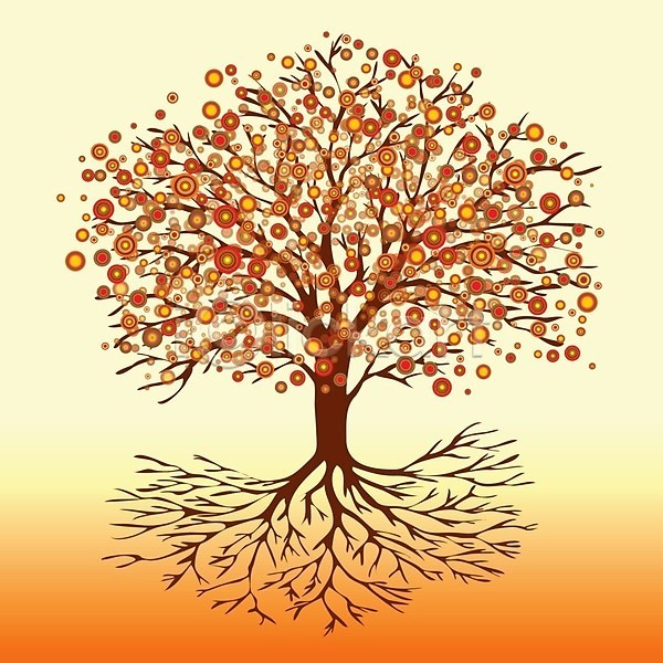 사람없음 EPS 일러스트 해외이미지 가을(계절) 꽃 나무 나무뿌리 주황색