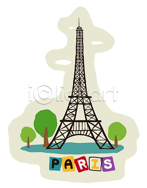 사람없음 EPS 일러스트 Ann 건축물 나무 문화재 스티커 에펠탑 여행 캐릭터 파리(프랑스) 프랑스