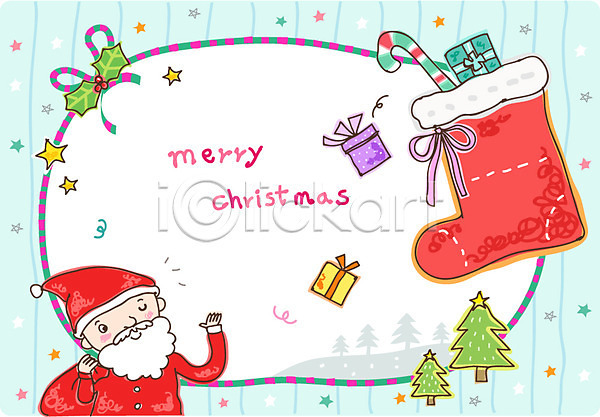 남자 남자만 사람 성인 성인남자만 성인만 EPS 일러스트 카드템플릿 크리스마스템플릿 템플릿 나무 미소(표정) 산타클로스 선물 선물상자 양말 웃음 주머니 지팡이 카드(감사) 크리스마스