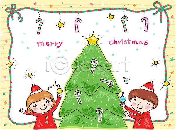 10대 남자 두명 사람 소녀(어린이) 소년 십대만 어린이 여자 EPS 일러스트 카드템플릿 크리스마스템플릿 템플릿 미소(표정) 별 산타옷 옷 웃음 장식 지팡이 카드(감사) 크리스마스 크리스마스트리