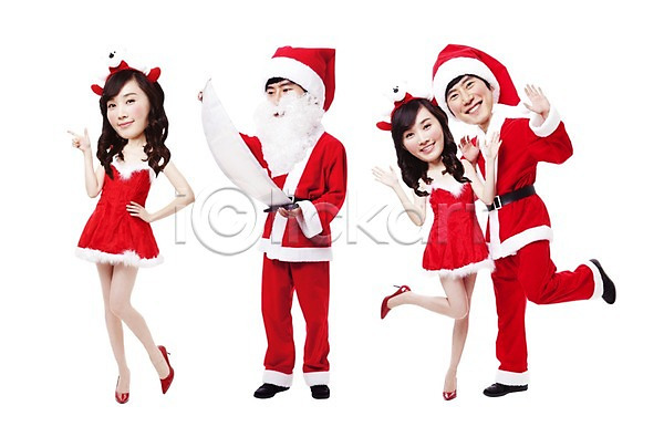 20대 30대 남자 동양인 사람 성인 성인만 여러명 여자 한국인 PSD 편집이미지 SD캐릭터 미니어처 미소(표정) 산타클로스 옷 웃음 이벤트 인물미니어처 인사 커플 크리스마스