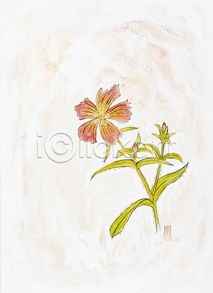사람없음 JPG 일러스트 그림 꽃 꽃봉오리 미술 백그라운드 빨간색 수채화(물감) 시화 식물 잎 자연 컬러 화초