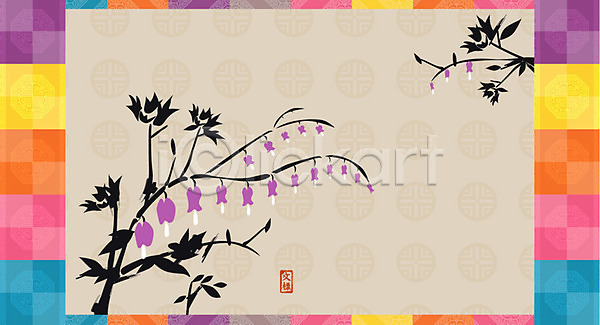 사람없음 EPS 일러스트 꽃 꽃무늬 낙관 도장 디자인 모양 무늬 문양 백그라운드 보라색 수묵화 식물 아시아 잎 전통 전통문양 직인 패턴 한국 한국전통