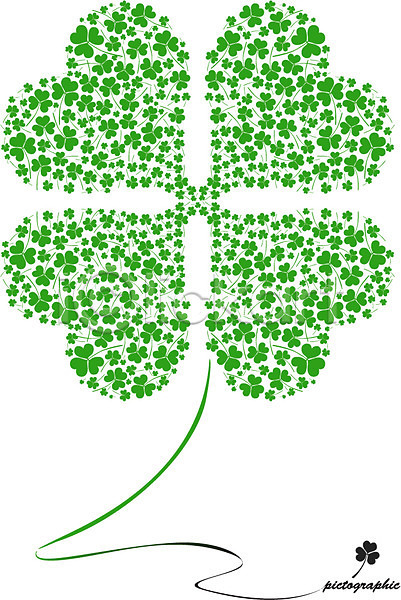 행운 사람없음 AI(파일형식) 일러스트 그래픽 네잎클로버 디자인 모양 무늬 문양 세잎클로버 식물 오브젝트 운세 잎 줄기 초록색 패턴 풀(식물)