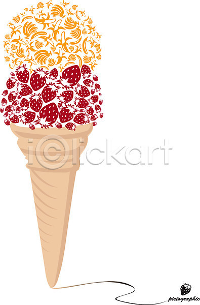 사람없음 AI(파일형식) 일러스트 과일 과일아이스크림 그래픽 디자인 디저트 딸기 모양 무늬 문양 바나나 소프트아이스크림 아이스크림 오브젝트 음식 콘아이스크림 패턴