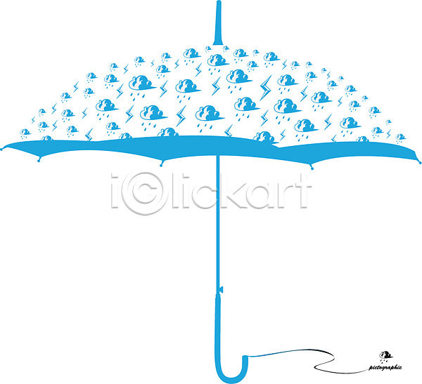 사람없음 AI(파일형식) 일러스트 구름(자연) 그래픽 날씨 디자인 모양 무늬 문양 번개 비(날씨) 생활용품 오브젝트 우산 잡화 장마 파란색 패턴
