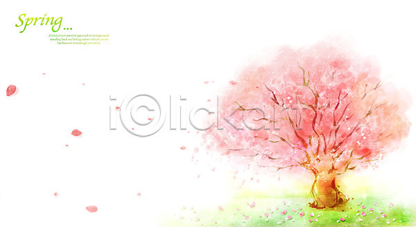 따뜻함 사람없음 PSD 일러스트 계절 꽃 꽃나무 꽃잎 나무 낙화 백그라운드 벚꽃 벚나무 봄 봄배경 분홍색 식물 잎 풍경(경치) 한그루