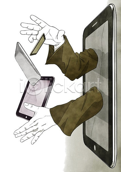 스마트 편리함 신체부위 한명 PSD 일러스트 손 손짓 스크린 정보 정보기술 컴퓨터 태블릿 터치 통신 팔