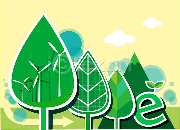 보호 환경보전 사람없음 AI(파일형식) 일러스트 구름(자연) 그린에너지 그린캠페인 나무 물방울무늬 새싹 식물 에너지 에코 원형 자연보호 친환경 캠페인 풍력기 풍력에너지 환경