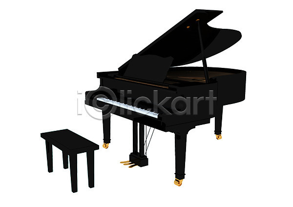 사람없음 3D PSD 입체 편집이미지 3D소스 건반 건반악기 검은색 그래픽 그랜드피아노 스툴 악기 오브젝트 음악 의자 컬러 편집소스 피아노(악기)