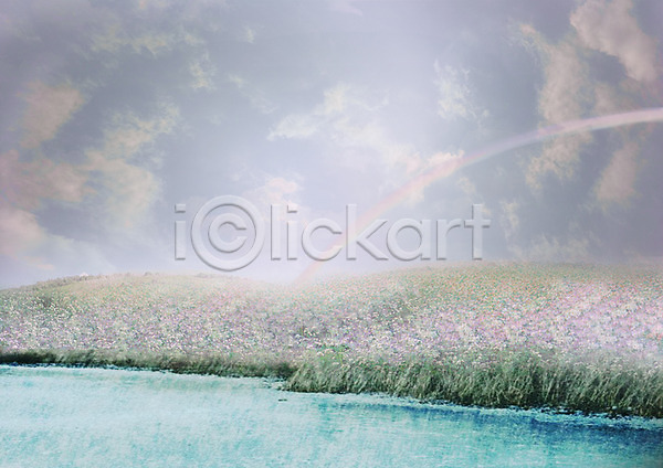 사람없음 JPG 포토 구름(자연) 꽃 꽃밭 무지개 물 물가(풍경) 백그라운드 보라색 식물 야외 연못 자연 주간 초원(자연) 편집 풍경(경치) 하늘 합성 호수 화초