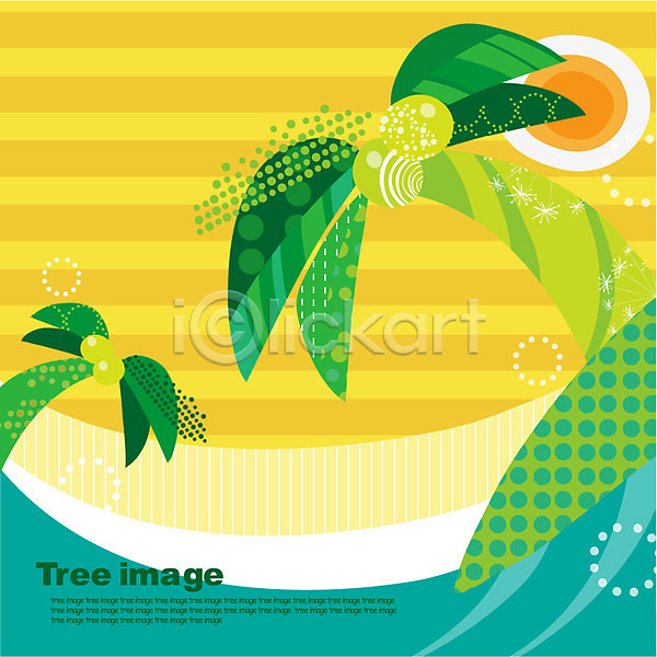 사람없음 AI(파일형식) 일러스트 그래픽 나무 디자인 모양 무늬 문양 물방울무늬 바다 백그라운드 섬 식물 야자수 열대나무 오브젝트 줄 줄무늬 태양 패턴 해 해변