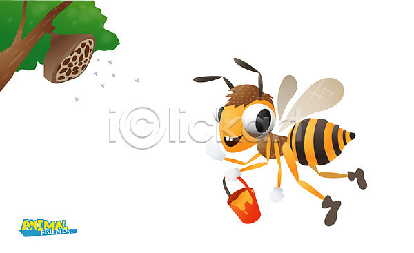 사람없음 AI(파일형식) 일러스트 곤충 곤충캐릭터 꿀 꿀단지 꿀벌 나무 동물 동물캐릭터 벌(곤충) 벌꿀 벌레 벌집 식물 애니멀프린트 양동이 캐릭터 통