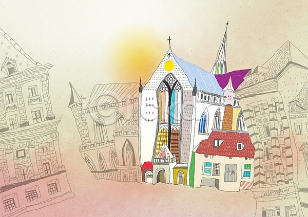 복잡 사람없음 PSD 일러스트 거리 건물 건축 건축물 관광지 교회 네덜란드 도시 백그라운드 성당 세계명소 세계여행 십자가 암스테르담 여행 유럽 풍경(경치) 해외 해외여행