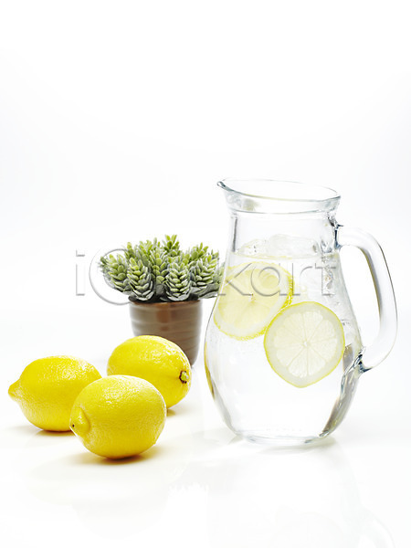사람없음 JPG 포토 과일 과일주스 단면 레모네이드 레몬 물병 미니화분 병(담는) 스튜디오촬영 슬라이스 식물 실내 음료 음식 잔 조각 조각(피스) 주스 주전자 컵 화분