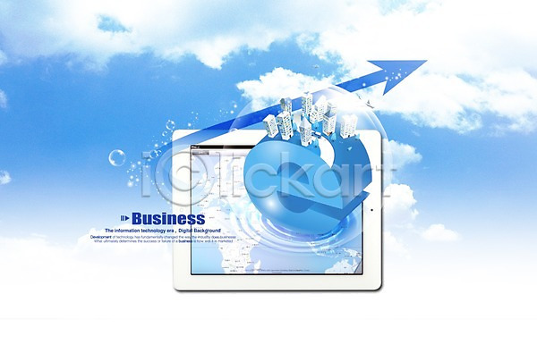 스마트 사람없음 PSD 편집이미지 E 건물 공기방울 구름(자연) 물방울 비눗방울 비즈니스 빌딩 스마트라이프 스크린 인터넷 전자제품 정보기술 컴퓨터 태블릿 터치 하늘 화살표