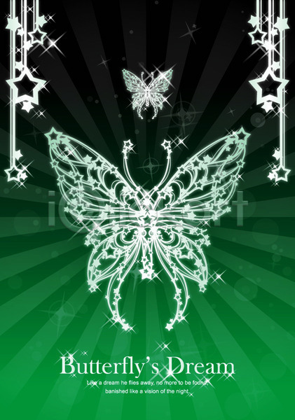 신비 우아함 화려 사람없음 AI(파일형식) 카드템플릿 템플릿 곤충 나비 날개(비행) 동물 디자인 무늬 문양 백그라운드 버터플라이 별 초록색 카드(감사) 컬러 패턴