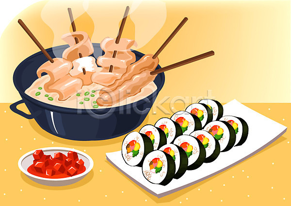 사람없음 AI(파일형식) 일러스트 그릇 김밥 김치 깍두기 꼬치 냄비 디저트 분식 어묵 어묵꼬치 요리 음식 접시 한국문화 한식