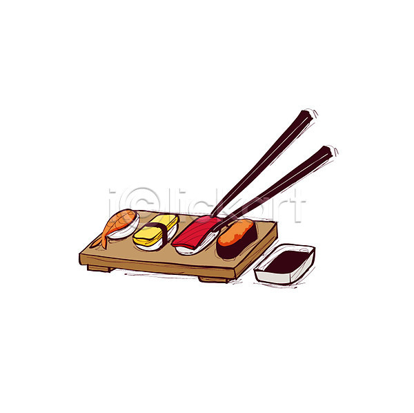 사람없음 AI(파일형식) 아이콘 음식아이콘 간장 그릇 나무그릇 나무접시 생선초밥 일본음식 접시 젓가락 종지 초밥 클립아트