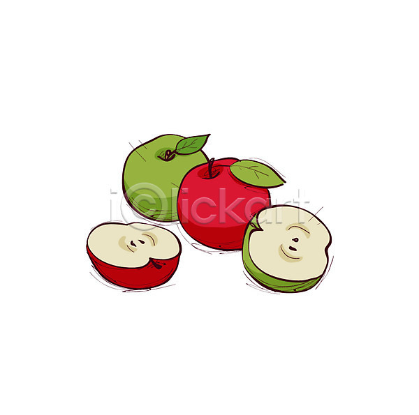 사람없음 AI(파일형식) 아이콘 음식아이콘 과일 단면 단면도 빨간색 사과 사과(과일) 슬라이스 열매 청사과 클립아트