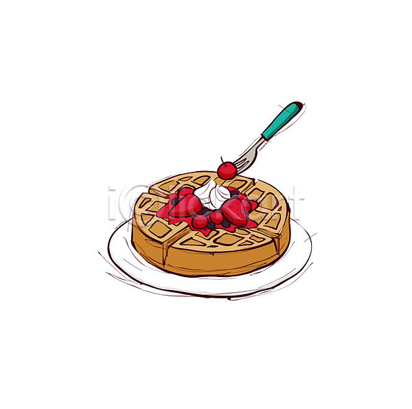 사람없음 AI(파일형식) 아이콘 음식아이콘 과일 그릇 디저트 빵 생크림 와플 접시 크림 클립아트 포크