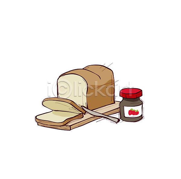 사람없음 AI(파일형식) 아이콘 나이프 도마(주방용품) 디저트 딸기잼 병(담는) 빵 슬라이스 식빵 잼 칼 클립아트