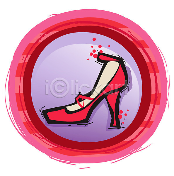 사람없음 AI(파일형식) 아이콘 구두 라벨 버튼 빨간색 신발 여성화 오브젝트 원형 잡화 하이힐