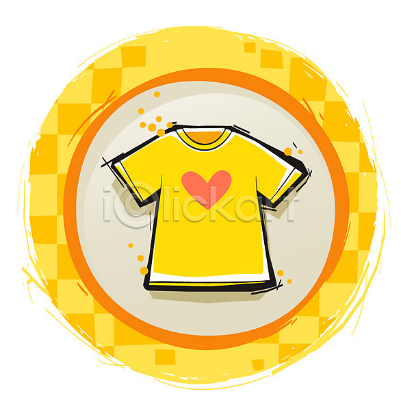 사람없음 AI(파일형식) 아이콘 노란색 라벨 반팔티셔츠 버튼 상의 옷 원형 컬러 티(의류) 티셔츠 패션