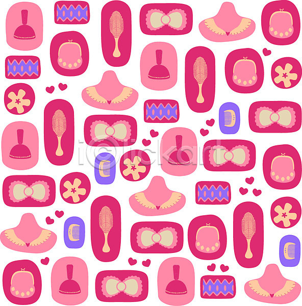 사람없음 AI(파일형식) 일러스트 도안 디자인 리본 머리빗 모양 목걸이 무늬 문양 미용용품 백그라운드 벽지 분홍색 붓 뷰티 생활용품 아기자기 여성용품 오브젝트 잡화 장신구 지갑 컬러 패션 패션용품 패턴 패턴백그라운드