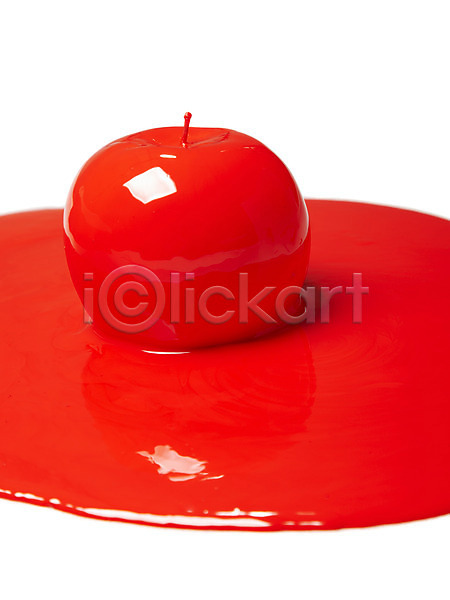 사람없음 JPG 포토 과일 농작물 물감 백그라운드 빨간색 사과(과일) 스튜디오촬영 실내 열매 음식 컬러 페인트 페인트칠 페인팅 한개