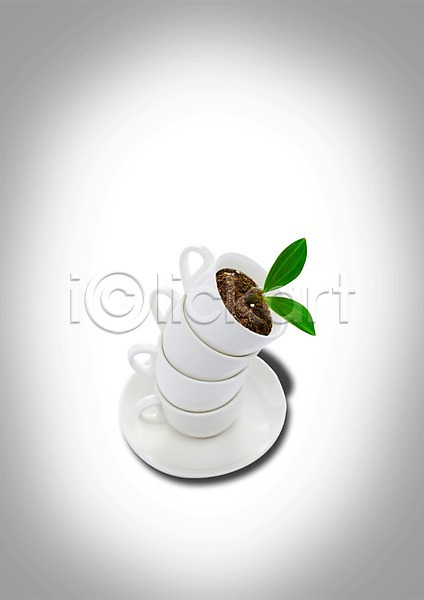 사람없음 PSD 편집이미지 새싹 식물 쌓기 잎 잔 찻잔 커피잔 컵 컵받침 풀(식물) 흙