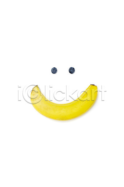 기쁨 행복 사람없음 JPG 포토 과일 눈(신체부위) 미소(표정) 바나나 백그라운드 블루베리 스튜디오촬영 실내 열매 웃음 음식 입 컨셉 표정