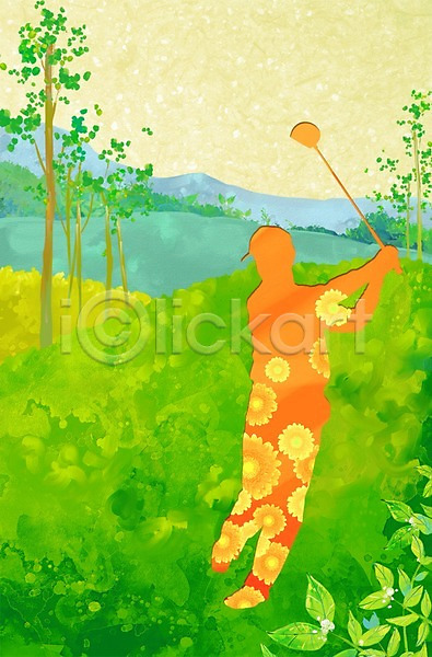 남자 남자만 남자한명만 사람 한명 PSD 실루엣 일러스트 골프채 그림자 꽃 나무 네이처 리빙 스포츠 식물 운동 잎 자연 테니스