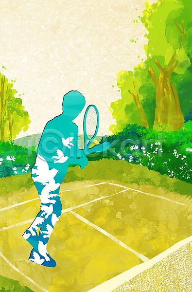 남자 남자만 남자한명만 사람 한명 PSD 실루엣 일러스트 그림자 꽃 나무 네이처 동물 라켓 라켓(테니스) 리빙 스포츠 식물 운동 자연 조류 테니스 테니스라켓