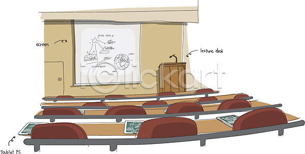 사람없음 AI(파일형식) 일러스트 강의실 교실 교육 교탁 백그라운드 수업 의자 책상 칠판 화이트보드