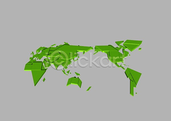 복잡 사람없음 3D PSD 입체 편집이미지 3D소스 그래픽 글로벌 대륙 세계 세계지도 조각 조각(피스) 지도 초록색 컬러 편집소스