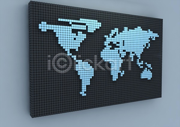 복잡 사람없음 3D PSD 입체 편집이미지 3D소스 그래픽 글로벌 대륙 블록 세계 세계지도 전광판 지도 컬러 편집소스 하늘색