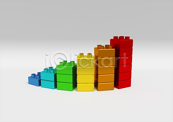 상승 성장 사람없음 3D PSD 입체 3D소스 그래프 그래픽 놀이용품 레고 막대그래프 블록 비즈니스 수치 자료 장난감 통계 표(도표)