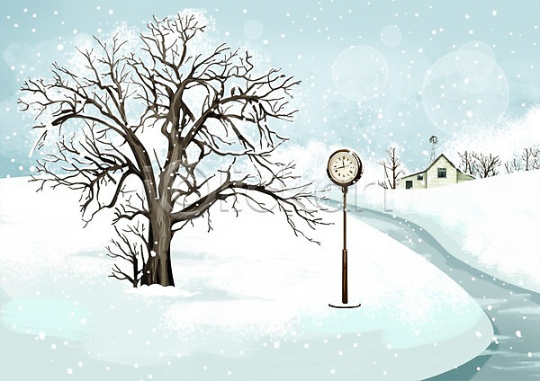 추위 사람없음 PSD 일러스트 거리 건물 겨울 겨울배경 계절 길 나무 눈(날씨) 눈내림 백그라운드 사계절 설원 시간 시계 식물 주택 풍경(경치)
