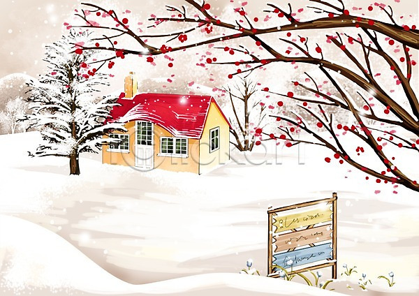 추위 사람없음 PSD 일러스트 건물 겨울 겨울배경 계절 나무 눈(날씨) 눈내림 백그라운드 사계절 설원 식물 알림판 주택 팻말 표지판 풍경(경치)