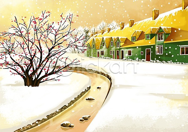 추위 사람없음 PSD 일러스트 거리 건물 겨울 겨울배경 계절 길 나무 눈(날씨) 눈내림 백그라운드 사계절 설원 식물 주택 풍경(경치)
