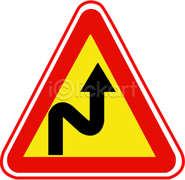 사람없음 EPS 아이콘 경고 기호 도로 도로표지판 문자 오브젝트 우좌로이중굽은도로 운전 표지판 화살표