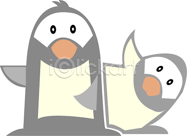 사람없음 EPS 아이콘 극지방 남극 동물 두마리 외국문화 조류 척추동물 캐릭터 클립아트 펭귄