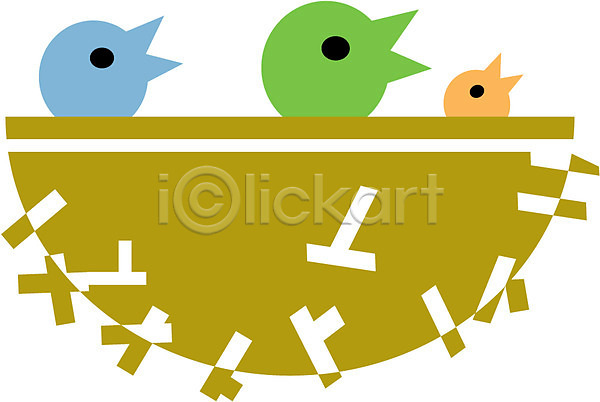사람없음 EPS 아이콘 동물 둥지 새끼 세마리 제비 조류 척추동물 철새 캐릭터 클립아트